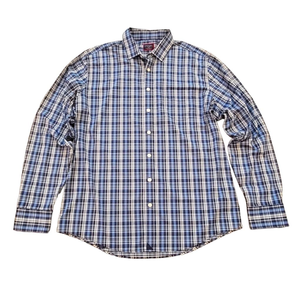 UNTUCKit Shirt XLT Men's Montecarlo Tre Fit Blue Plaid Wrinkle Free